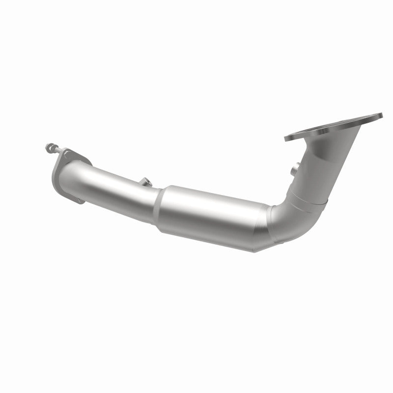 MagnaFlow 5561847 carb direct-fit catalytic converter, opposite rear three-quarter view of the turntable spin