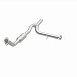 MagnaFlow 4651410 carb direct-fit catalytic converter, opposite front three-quarter view of the turntable spin
