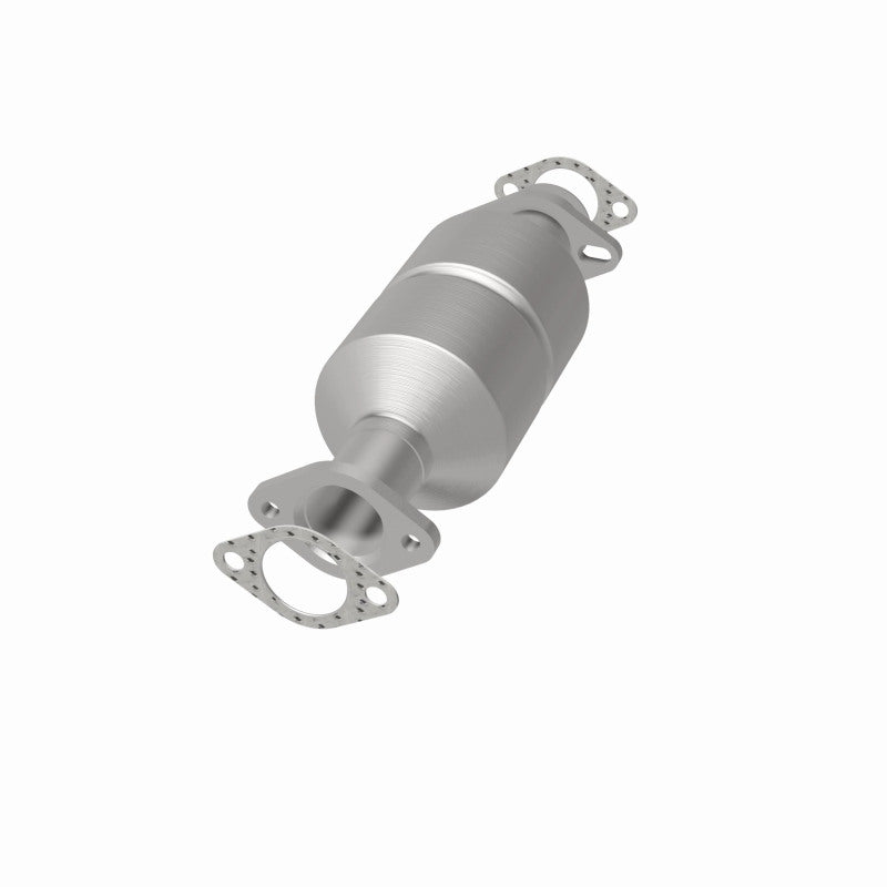 MagnaFlow 3391242 carb direct-fit catalytic converter, opposite front three-quarter view of the turntable spin