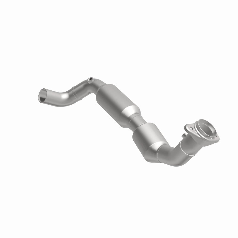 MagnaFlow 4583090 carb direct-fit catalytic converter, front three-quarter view of the turntable spin