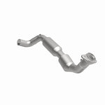 MagnaFlow 4583090 carb direct-fit catalytic converter, front three-quarter view of the turntable spin