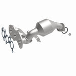 MagnaFlow 5582822 carb manifold converter, front three-quarter view of the turntable spin