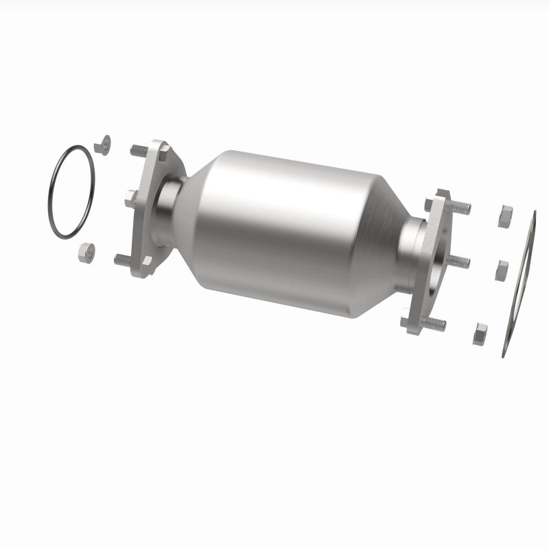 MagnaFlow 52747 oem grade direct-fit catalytic converter, opposite rear three-quarter view of the turntable spin