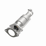 MagnaFlow 5421269 carb direct-fit catalytic converter, opposite front three-quarter view of the turntable spin