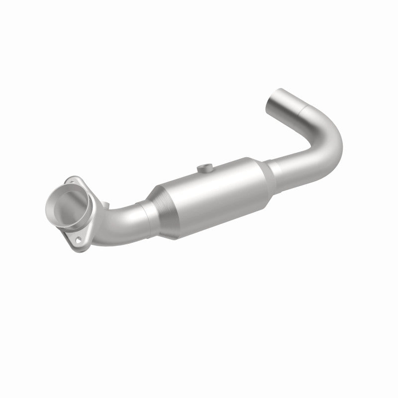 MagnaFlow 5551498 carb direct-fit catalytic converter, front three-quarter view of the turntable spin