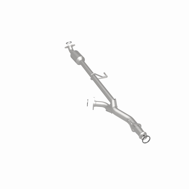 MagnaFlow 5491573 carb direct-fit catalytic converter, rear three-quarter view of the turntable spin