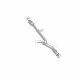MagnaFlow 5491573 carb direct-fit catalytic converter, rear three-quarter view of the turntable spin