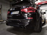 Black BMW X3 M Competition rear with Capristo quad exhaust tips