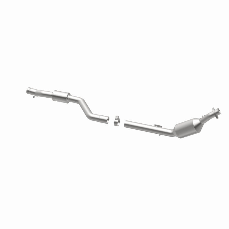 MagnaFlow 5561570 carb direct-fit catalytic converter, opposite rear three-quarter view of the turntable spin