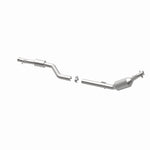 MagnaFlow 5561570 carb direct-fit catalytic converter, opposite rear three-quarter view of the turntable spin