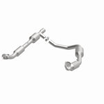 MagnaFlow 5582167 carb direct-fit catalytic converter, opposite front three-quarter view of the turntable spin
