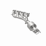 MagnaFlow 290034 oem grade manifold converter, opposite rear three-quarter view of the turntable spin
