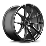 Dark gunmetal alloy wheel with Y-spoke design and curved spokes on clean white background - APEX Wheels wheel for 20x9.5 ET22 5x112 - Satin Black