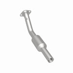 MagnaFlow 5571661 carb direct-fit catalytic converter, rear three-quarter view of the turntable spin