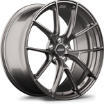 Gunmetal gray alloy wheel with split-spoke design and five-bolt mounting pattern on white background - APEX Wheels wheel for 20x9 ET25 5x112 - Anthracite