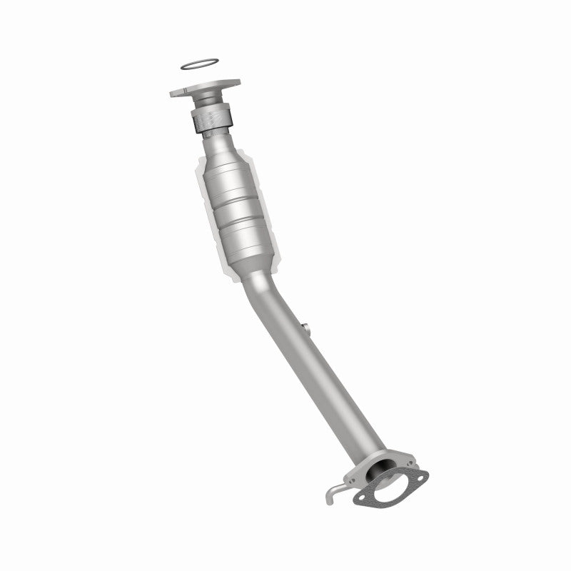 MagnaFlow 5461195 carb direct-fit catalytic converter, rear three-quarter view of the turntable spin
