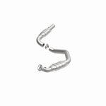 MagnaFlow 5582524 carb direct-fit catalytic converter, opposite front three-quarter view of the turntable spin