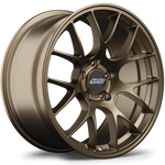 Bronze finished alloy wheel with mesh spoke design and center cap displaying 5-bolt pattern - APEX Wheels wheel for 18x9 ET30 5x120 - Satin Bronze