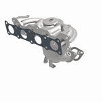 MagnaFlow 5582998 carb manifold converter, opposite front three-quarter view of the turntable spin