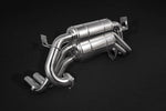 top view of Capristo FreeFlow Exhaust for Ferrari 512 / Testarossa 1985-1996 with black background