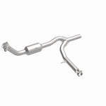 MagnaFlow 21-834 oem grade direct-fit catalytic converter, front three-quarter view of the turntable spin