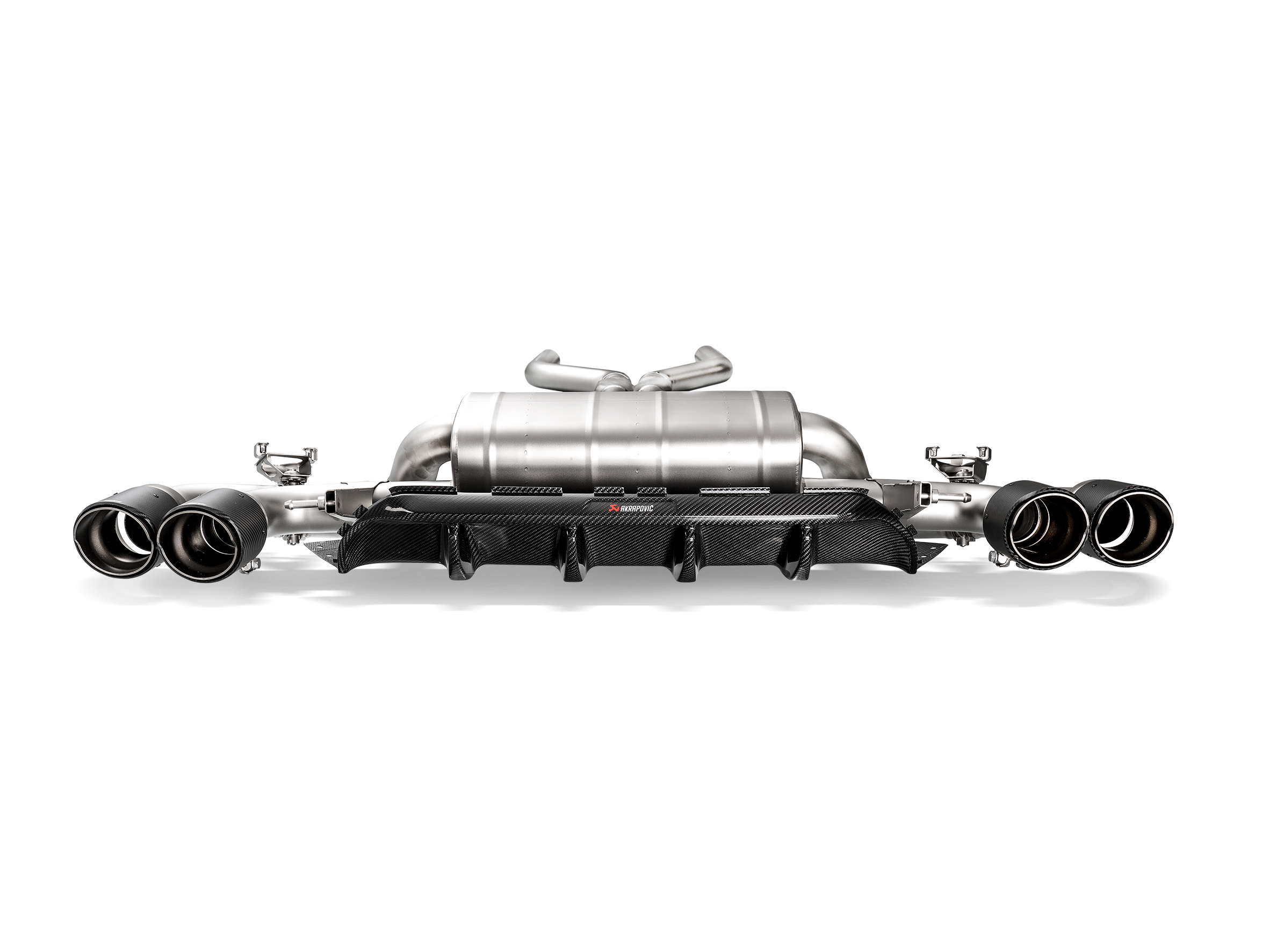 Akrapovic BMW M5 (F90) Rear Carbon Fiber Diffuser - High Gloss w/ Red/White Akrapovic Logo DI-BM/CA/5/G/RS for BMW M5 F90 2018-2023, side view