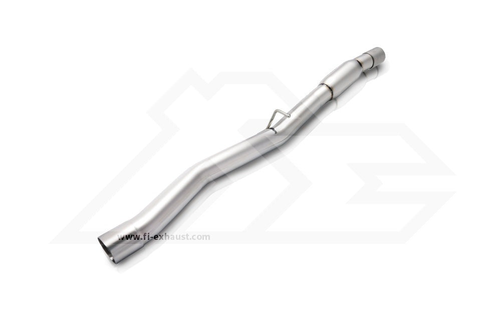 A top view of Fi EXHAUST Valvetronic Cat-Back System for BMW G30 / G31 520i 2017+ downpipe with white background