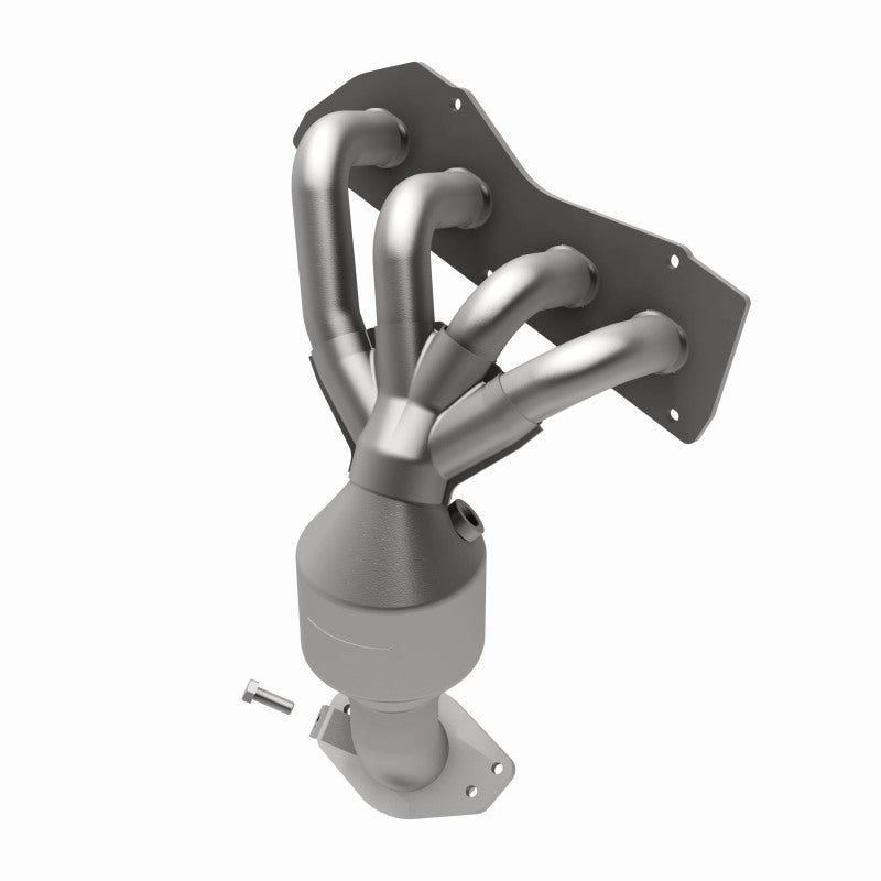 MagnaFlow 5582327 carb manifold converter, opposite front three-quarter view of the turntable spin
