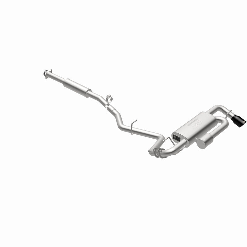 MagnaFlow 19676 overland series cat-back exhaust, opposite rear three-quarter view of the turntable spin
