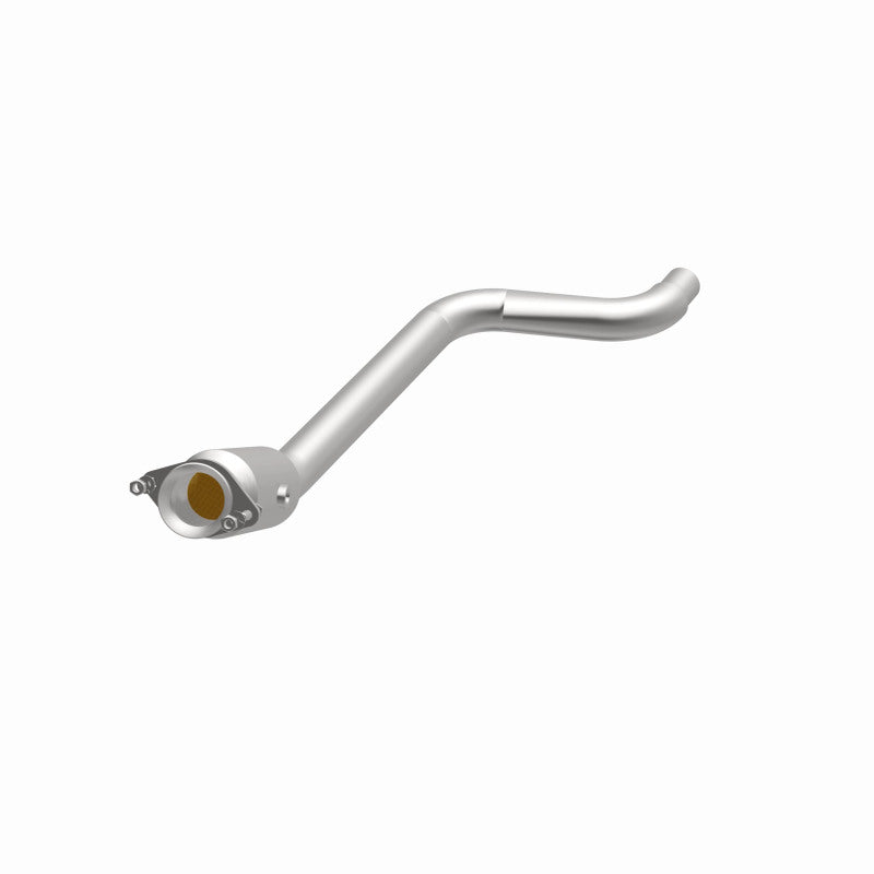 MagnaFlow 5561400 carb direct-fit catalytic converter, opposite front three-quarter view of the turntable spin