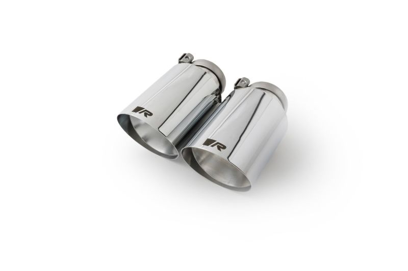 Pair of chrome angled tail pipes, Chrome Angled 102mm tip option for the Remus Mk8 Golf R Axle-Back Exhaust