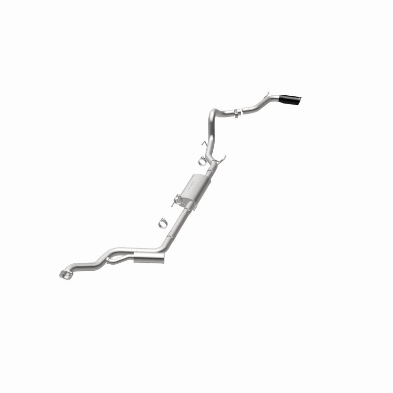 MagnaFlow 19680 speq series cat-back exhaust, opposite rear three-quarter view of the turntable spin