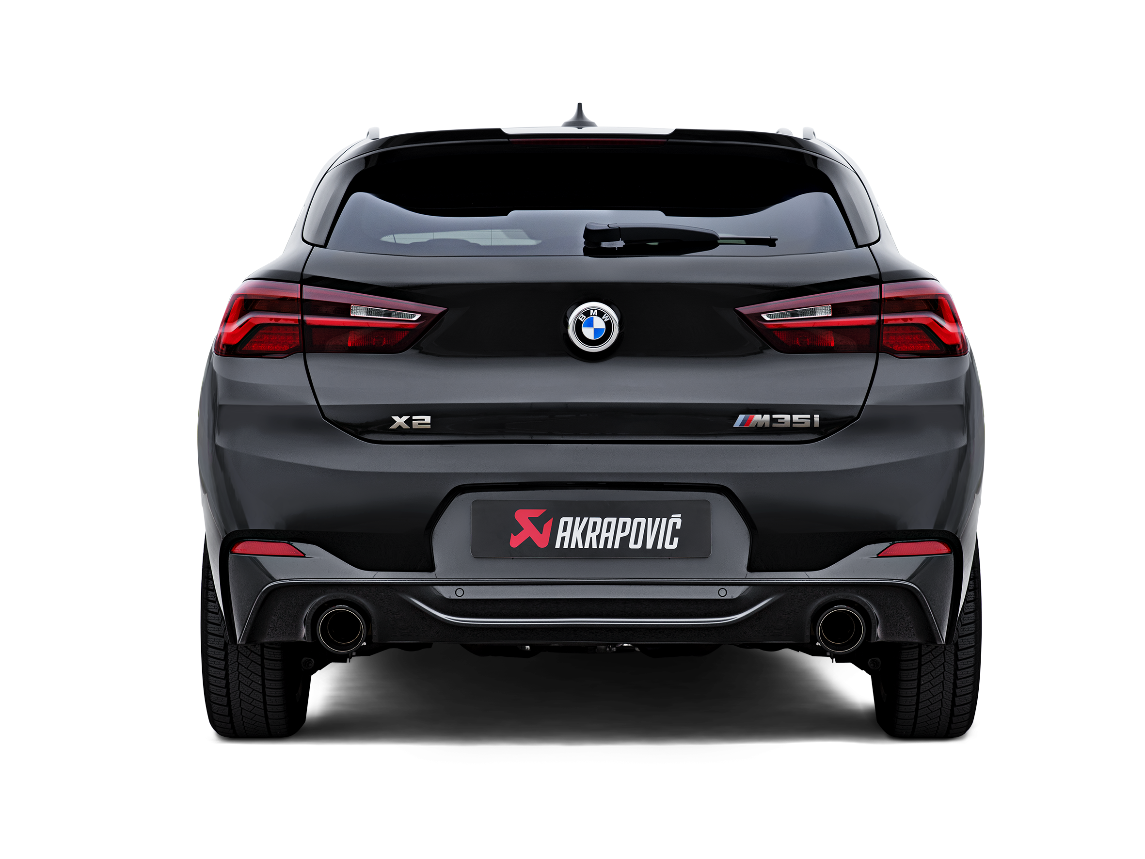 Akrapovic BMW X2 M35i (F39) Slip-On Line (Titanium) w/Carbon Tips S-BM/T/15H for BMW X2 M35i F39 2020-2022, rear view