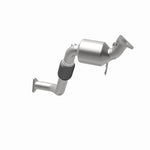 MagnaFlow 5481947 carb direct-fit catalytic converter, opposite rear three-quarter view of the turntable spin