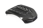Carbon fiber intake airbox with curved design, multiple velocity stacks, and glossy finish on white background - Eventuri intake for BMW X5 M50i
