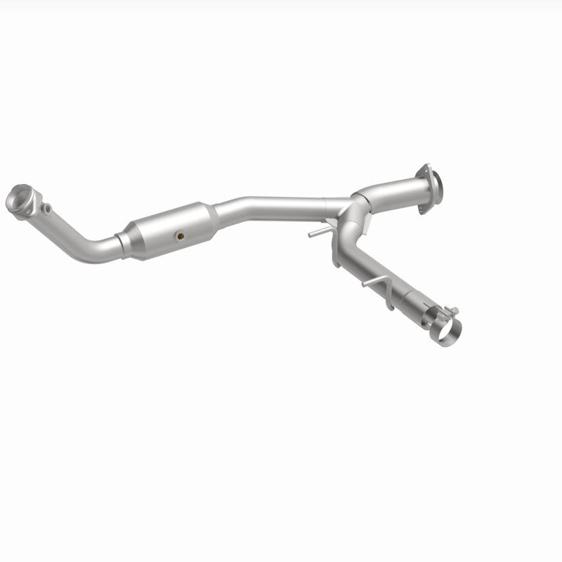MagnaFlow 4651411 carb direct-fit catalytic converter, front three-quarter view of the turntable spin
