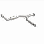 MagnaFlow 4651411 carb direct-fit catalytic converter, front three-quarter view of the turntable spin