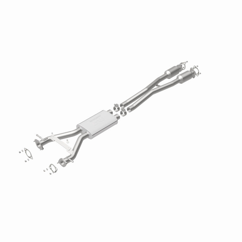 MagnaFlow 52849 oem grade direct-fit catalytic converter, rear view of the turntable spin