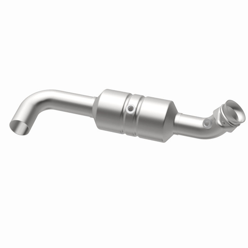 MagnaFlow 5551419 carb direct-fit catalytic converter, opposite rear three-quarter view of the turntable spin