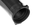 A close up view of a part of the Eventuri Carbon Intake System for Ferrari F12 Berlinetta 2012-2017 on a white background