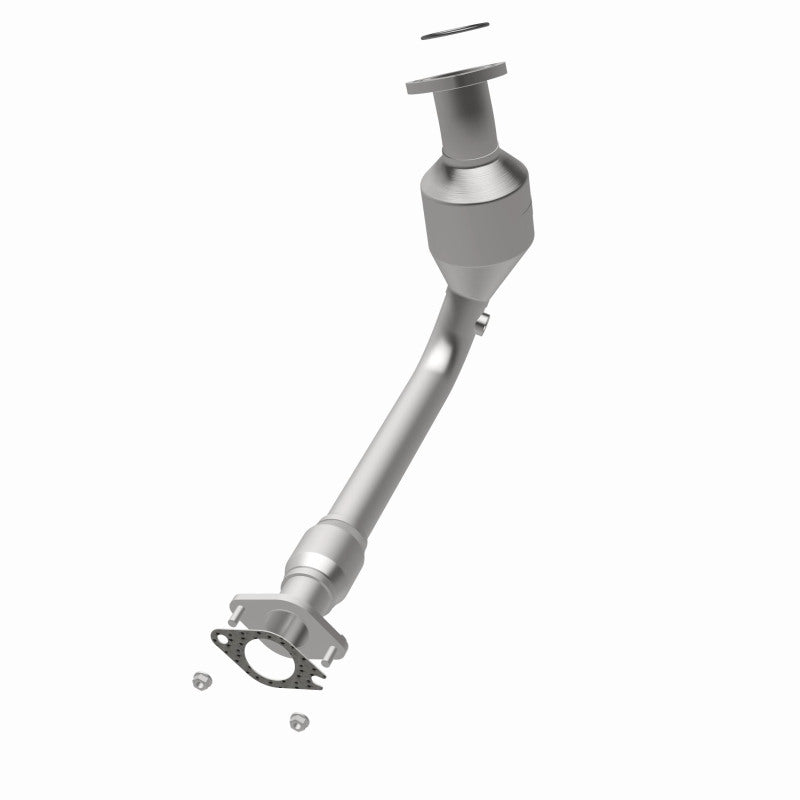 MagnaFlow 5411907 carb direct-fit catalytic converter, opposite rear three-quarter view of the turntable spin