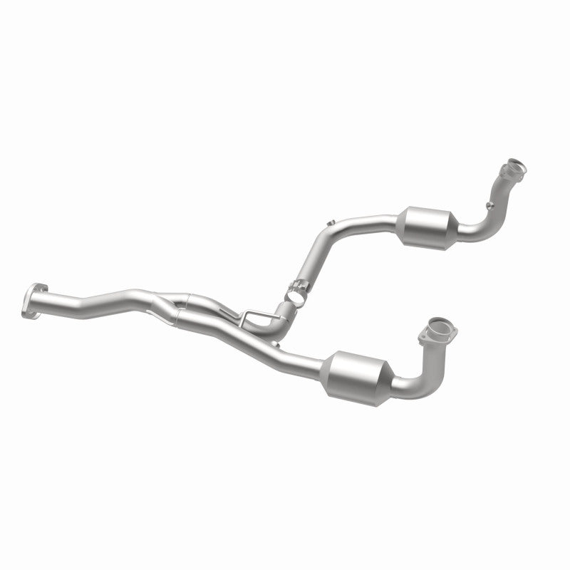 MagnaFlow 5451186 carb direct-fit catalytic converter, opposite rear three-quarter view of the turntable spin