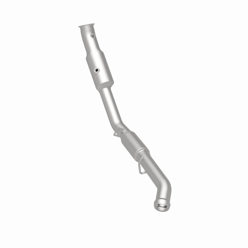 MagnaFlow 21-551 oem grade direct-fit catalytic converter, rear three-quarter view of the turntable spin