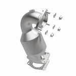 MagnaFlow 5411782 carb direct-fit catalytic converter, opposite front three-quarter view of the turntable spin
