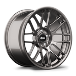 Gunmetal gray forged alloy wheel with multi-spoke design and black center cap on white background - APEX Wheels wheel for 18x10 ET25 5x120 - Anthracite