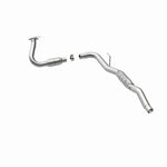 MagnaFlow 4451647 carb direct-fit catalytic converter, rear three-quarter view of the turntable spin