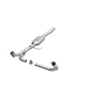 MagnaFlow 4451215 carb direct-fit catalytic converter, opposite front three-quarter view of the turntable spin