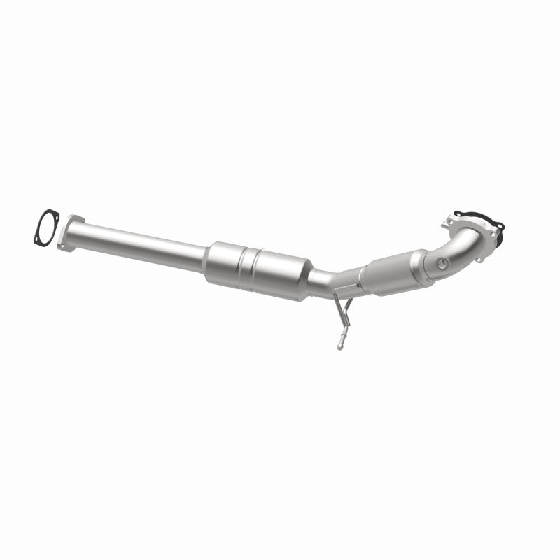 MagnaFlow 4481286 carb direct-fit catalytic converter, opposite rear three-quarter view of the turntable spin