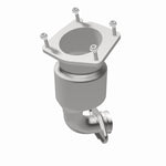 MagnaFlow 4481110 carb direct-fit catalytic converter, front three-quarter view of the turntable spin