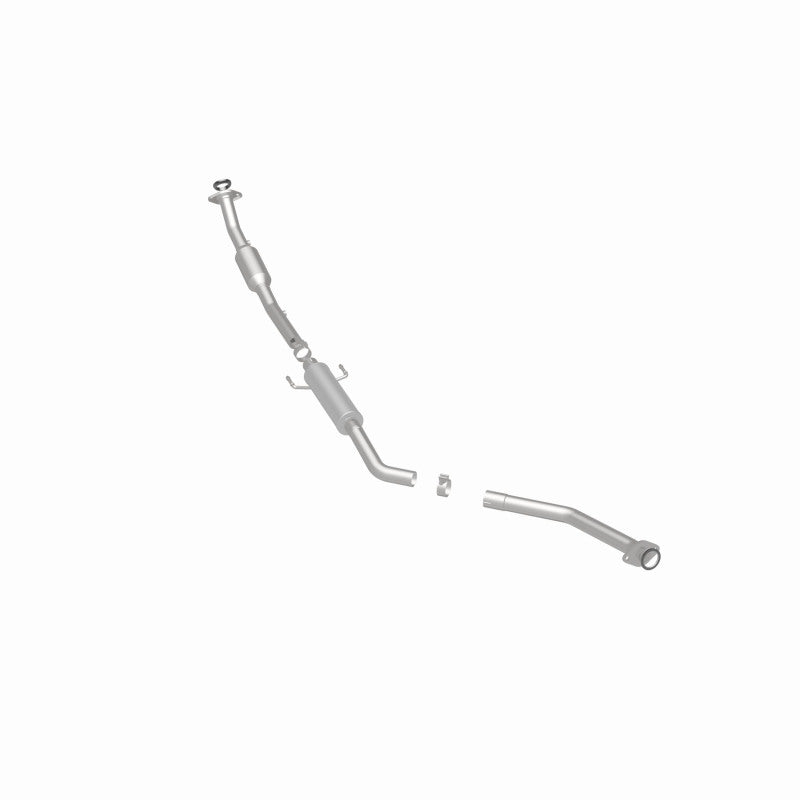 MagnaFlow 4481610 carb direct-fit catalytic converter, rear three-quarter view of the turntable spin